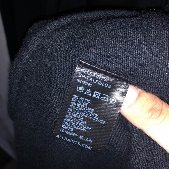 Allsaints Wool Blend Waterfall Cardigan in black Size 6 - Picture 8 of 8